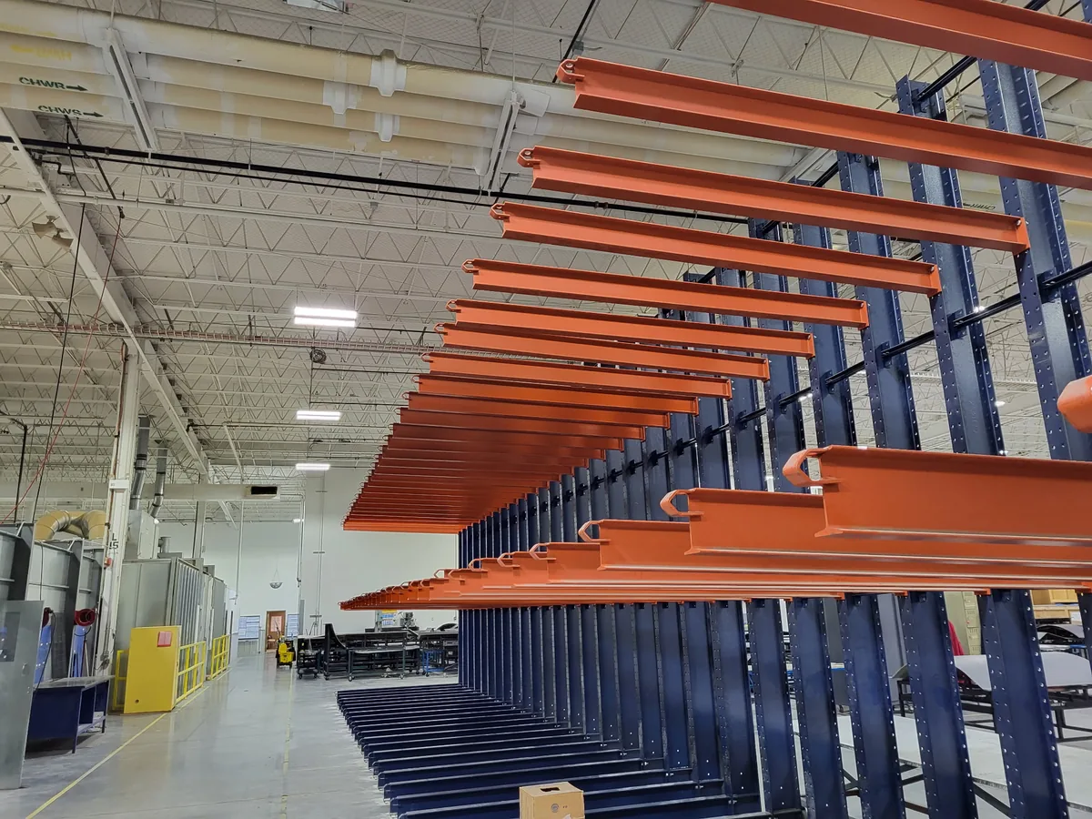 Commercial cantilever rack installation